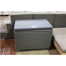 GREY RATTAN CUSHIONED DECK STORAGE BOX