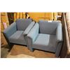 Image 1 : PAIR OF TEAL PATTERN ARM CHAIRS