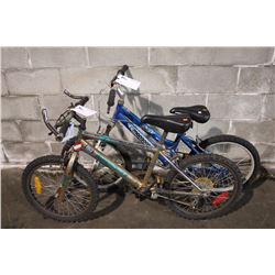 2 BIKES: BLUE MONGOOSE FRONT SUSPENSION & SILVER SUPERCYCLE MOUNTAIN BIKE