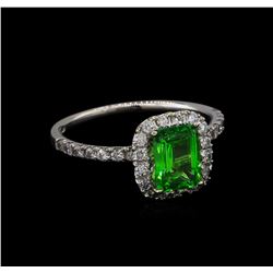 1.31 ctw Tsavorite and Diamond Ring - 14KT White Gold