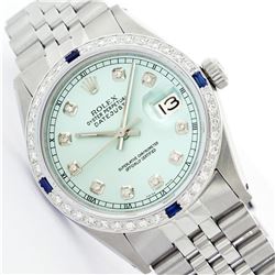 Rolex Stainless Steel Diamond and Sapphire DateJust Men's Watch