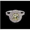Image 2 : GIA Certified 14KT White Gold 1.00 ctw Yellow Diamond Ring