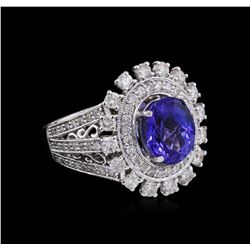 14KT White Gold 2.71 ctw Tanzanite and Diamond Ring