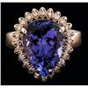 Image 1 : 14KT Rose Gold 6.11 ctw Tanzanite and Diamond Ring