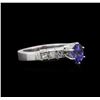 Image 1 : 1.00 ctw Tanzanite and Diamond Ring - Platinum