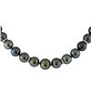 Image 2 : Tahitian Cultured Pearl Necklace With Diamond Clasp