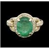 Image 3 : 14KT Yellow Gold 2.84 ctw Emerald and Diamond Ring