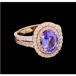 2.42 ctw Tanzanite and Diamond Ring - 14KT Rose Gold