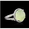 Image 1 : 14KT White Gold 14.74 ctw Green Tourmaline and Diamond Ring