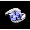 Image 2 : 14KT White Gold 5.13 ctw Tanzanite and Diamond Ring