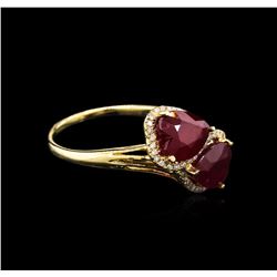 4.63 ctw Ruby and Diamond Ring - 14KT Yellow Gold