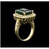 Image 3 : 14KT Yellow Gold 6.96 ctw Emerald and Diamond Ring