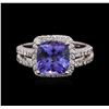 Image 1 : 14KT White Gold 3.04 ctw Tanzanite and Diamond Wedding Ring Set