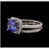 Image 2 : 14KT White Gold 3.04 ctw Tanzanite and Diamond Wedding Ring Set