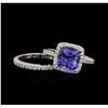 Image 3 : 14KT White Gold 3.04 ctw Tanzanite and Diamond Wedding Ring Set