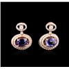 Image 1 : 14KT Rose Gold 4.26 ctw Tanzanite and Diamond Earrings