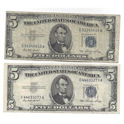 1953 $5 Silver Certificate Currency Lot of 2