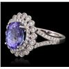 Image 1 : 18KT White Gold 3.95 ctw Tanzanite and Diamond Ring