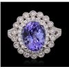 Image 2 : 18KT White Gold 3.95 ctw Tanzanite and Diamond Ring