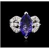 Image 2 : 14KT White Gold 5.37 ctw Tanzanite and Diamond Ring