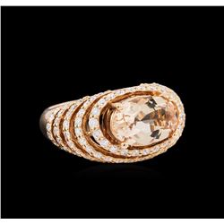 14KT Rose Gold 3.74 ctw Morganite and Diamond Ring