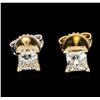 Image 1 : 14KT Yellow Gold 0.87 ctw Diamond Stud Earrings