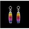 Image 1 : 8.72 ctw Multi Color Sapphire and Diamond Earrings - 14KT White Gold