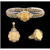 Image 1 : 14KT Yellow Gold 0.52 ctw Diamond and Cubic Zirconia Coin Ensemble