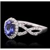 Image 2 : 14KT White Gold 1.31 ctw Tanzanite and Diamond Ring