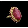 Image 1 : 33.44 ctw Ruby and Diamond Ring - 14KT Yellow Gold