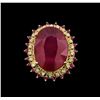 Image 2 : 33.44 ctw Ruby and Diamond Ring - 14KT Yellow Gold