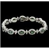 Image 1 : 7.80 ctw Alexandrite and Diamond Bracelet - 14KT White Gold