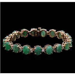 14KT Rose Gold 20.90 ctw Emerald and Diamond Bracelet