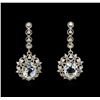 Image 1 : 5.18 ctw Aquamarine and Diamond Dangle Earrings - 14KT Yellow Gold