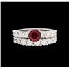 Image 2 : 14KT White Gold 1.62 ctw Ruby and Diamond Wedding Set