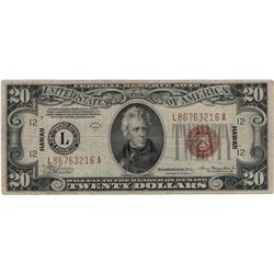 1934 $20 Hawaii Federal Reserve Note Currency