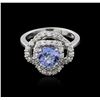 Image 2 : 14KT White Gold 1.40 ctw Tanzanite and Diamond Ring