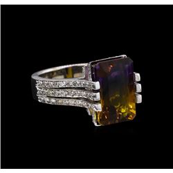 7.55 ctw Ametrine and Diamond Ring - 14KT White Gold
