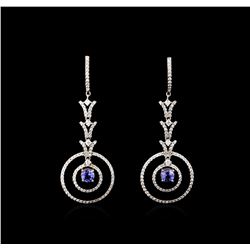 14KT White Gold 1.46 ctw Tanzanite and Diamond Earrings