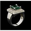 Image 3 : 14KT White Gold 3.02 ctw Emerald and Diamond Ring