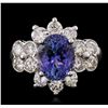 Image 2 : 14KT White Gold 4.14 ctw Tanzanite and Diamond Ring