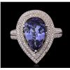 Image 2 : 14KT Two-Tone Gold 4.23 ctw Tanzanite and Diamond Ring