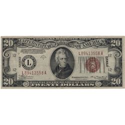 1934 $20 Hawaii Federal Reserve Note Currency