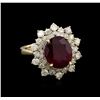 Image 1 : 6.67 ctw Ruby and Diamond Ring - 14KT Yellow Gold