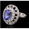 Image 1 : 14KT White Gold 3.03 ctw Tanzanite and Diamond Ring