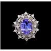 Image 2 : 3.62 ctw Tanzanite and Diamond Ring - 14KT White Gold