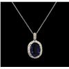 Image 1 : 7.28 ctw Tanzanite and Diamond Pendant With Chain - 14KT White Gold