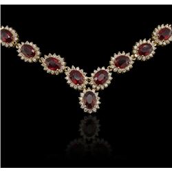 14KT Yellow Gold 35.52 ctw Ruby and Diamond Necklace