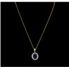 Image 2 : 6.74 ctw Sapphire and Diamond Pendant With Chain