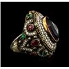 Image 2 : 15.16 ctw Purple Crystal and Multi Gemstone Ring - 925 SILVER